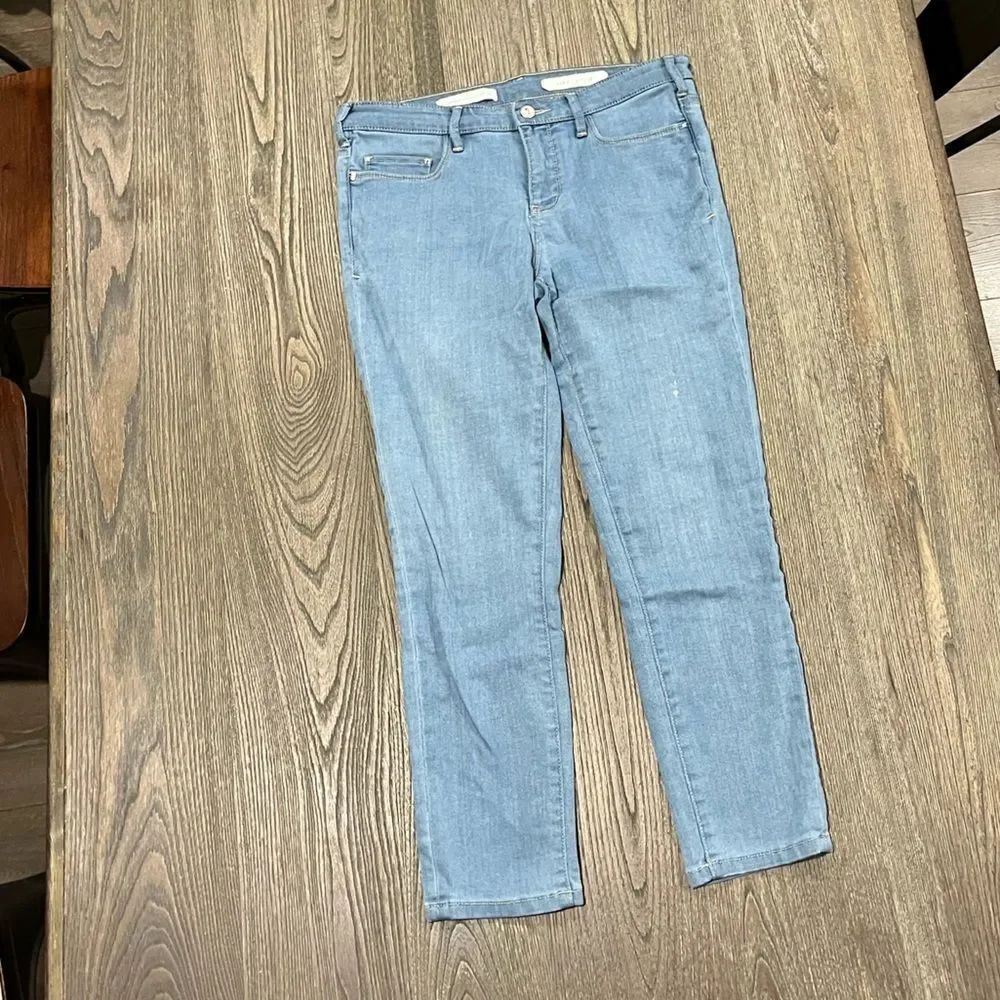 Pilcro and the Letterpress Serif Jeans Straight Leg Mid Rise Light Wash Size 28